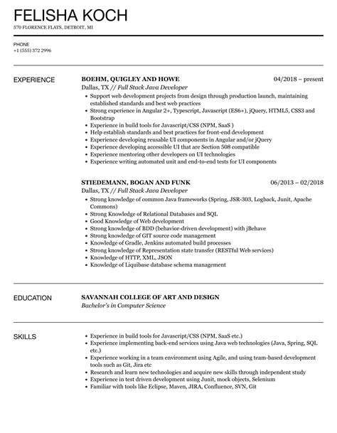 Image result for Java Full-Stack Developer Resume