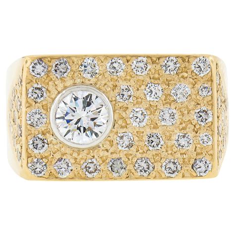 Men's Solid 18k Yellow Gold 0.87ctw Brilliant Diamond Wide Band Pinky ...