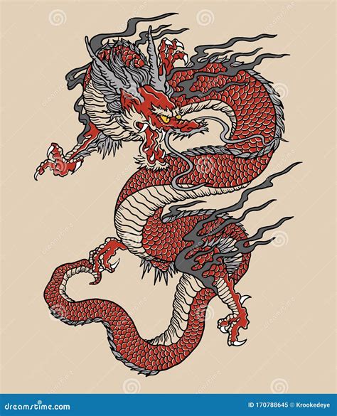 Traditional Japanese Dragon Drawing 553 Japanese Dragon Art Stock