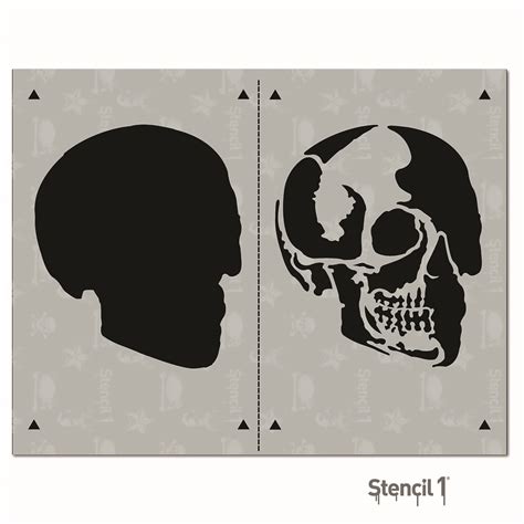Skull in Profile Stencil – Two Layers | Stencil 1