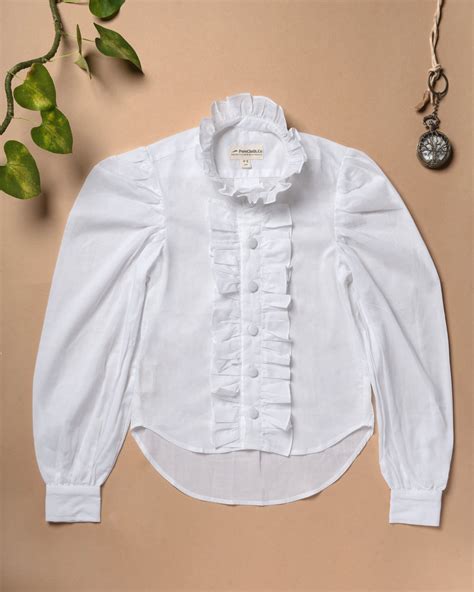 Dreamy Ruffle Shirt for Girls| Cotton | White – PureCloth.Co