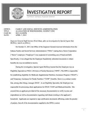 Fillable Online in INVESTIGATIVE REPORT - in Fax Email Print - pdfFiller