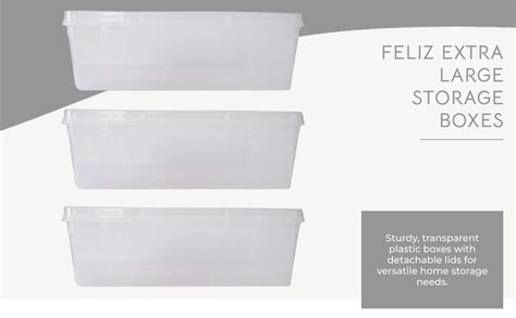 Feliz Clear Plastic Extra Large Storage Boxes Size 15x10x5 inches ...