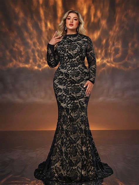 Glamrae Vestido de Gala Formal Elegante e Luxuoso com Contraste Preto e ...