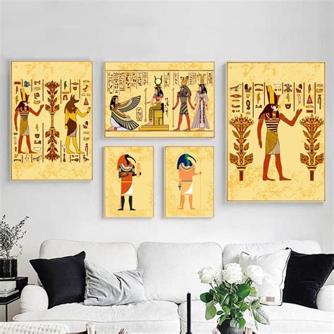 Egyptian Pyramid Mural Cleopatra Queen Wall Art Canvas Painting Nordic ...