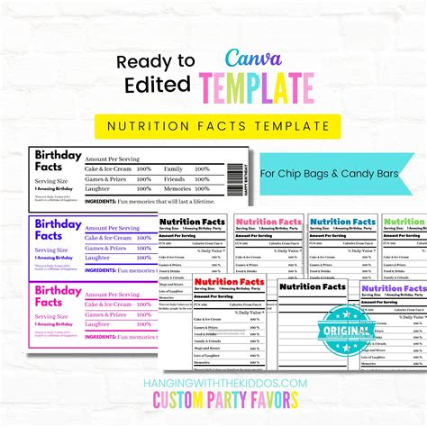 Candy Bar Nutrition Facts Template at Anne Forbes blog