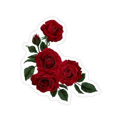 Decals Deep Red Roses Flowers - Pack of 4 - StickerVinyl India | Ubuy