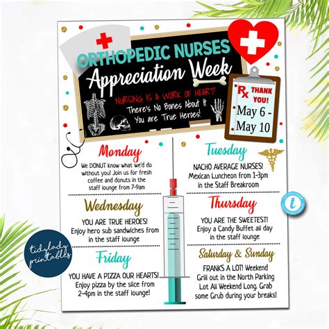 Orthopedic Nurse Appreciation Week Itinerary Template Flyer — TidyLady ...