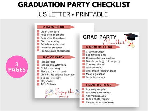 Graduation Party Checklist, Graduation Party Planning Checklist, Grad ...