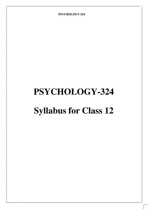324 Psychology - Project - PSYCHOLOGY- PSYCHOLOGY- Syllabus for Class ...
