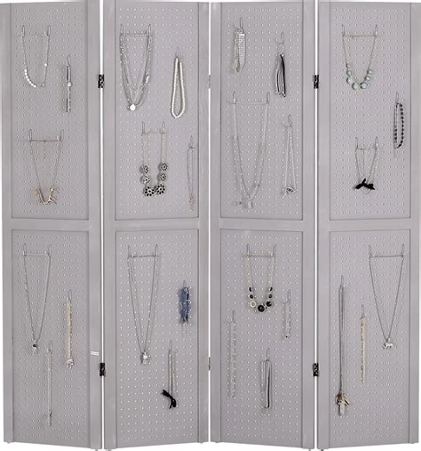 Buy Wnutrees 4 Panel Pegboard Display, 5 Ft Wood Folding Privacy ...