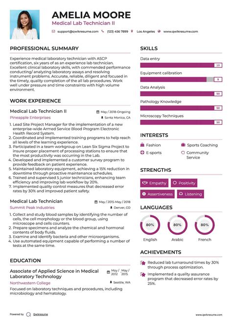 Medical Laboratory Technologist Cv Sample at Leticia Martinez blog