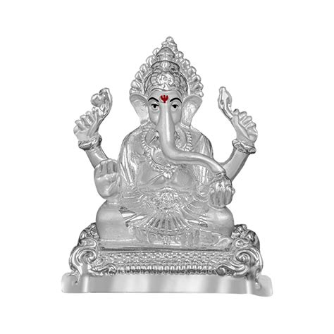 Diviniti 999 Silver Plated Ganesha Idol for Home Decor Showpiece (8X6C ...