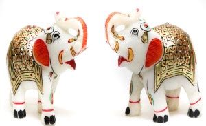 Ajmera Sales Kundan Studded Makrana Marble Elephant Decorative ...