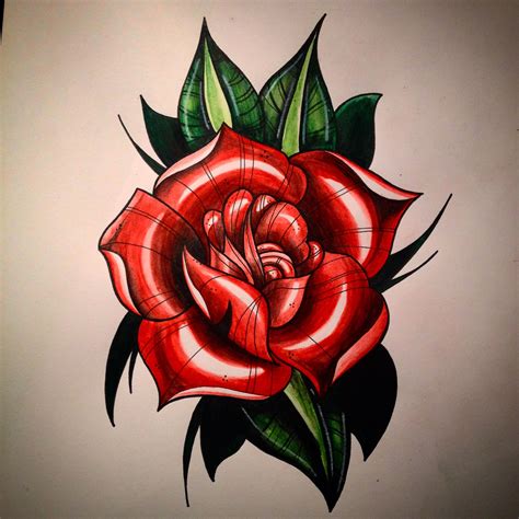 Traditional Rose Drawing Tattoo