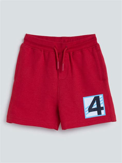 Buy HOP Kids Red Printed Shorts from Westside