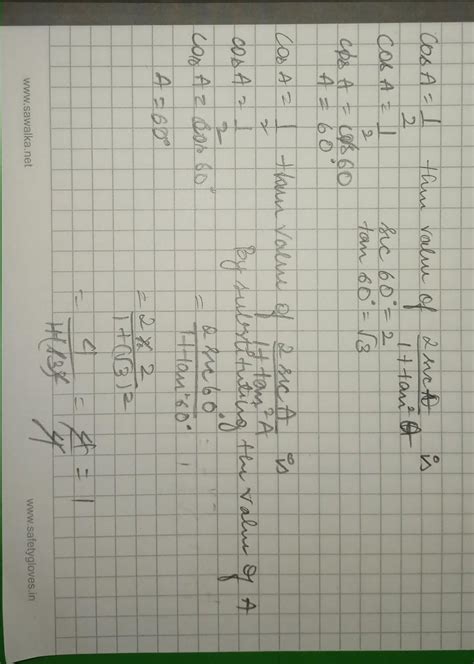 if Cos A is equals to 1 by 2 find the value of 2 sec a by 1 + tan ...