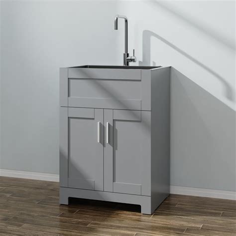 Amazon.com: Goodyo 24 inch Laundry Sink with Cabinet Stainless Steel ...