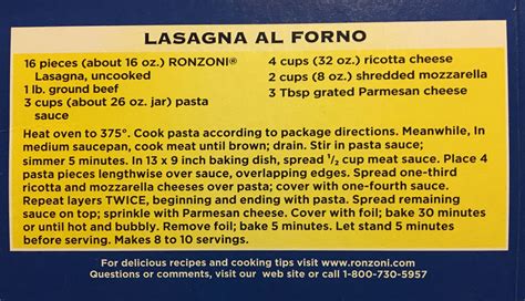 Ronzoni Classic Lasagna Recipe | Bryont Blog