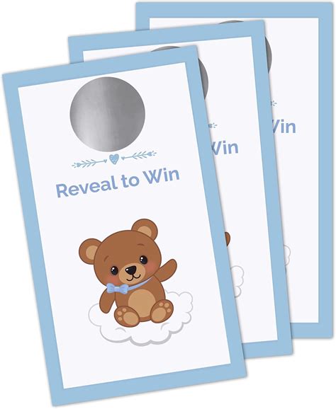 Buy Teddy Bear Baby Shower Games Scratch Off for Boy 30 Pack - Blue ...
