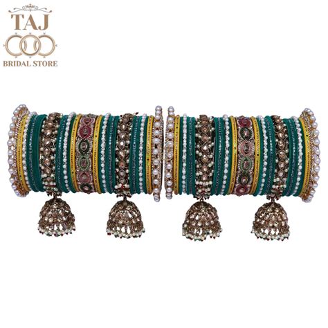 Luxurious Wedding Bangles Set With Best Kundan and Jhoomer Design – Taj ...