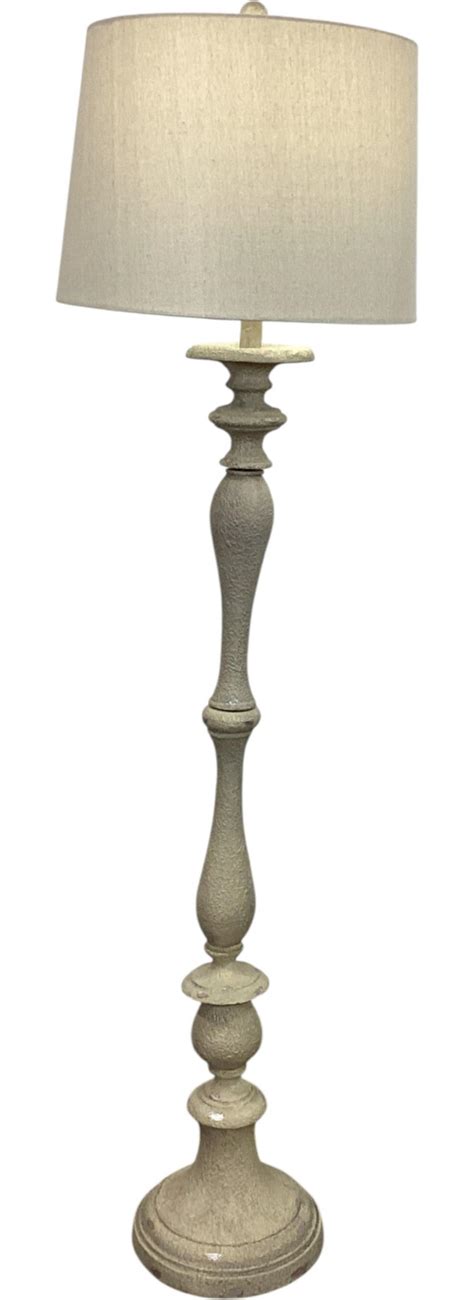 Lot - Shabby Chic Style Whitewashed Spindle Floor Lamp