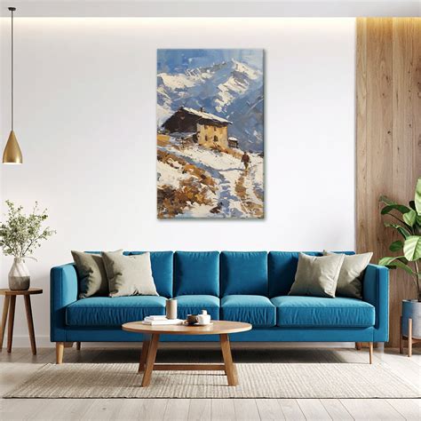 Snow Path to Cottage | Rustic Winter Canvas Painting for Home & Holiday ...