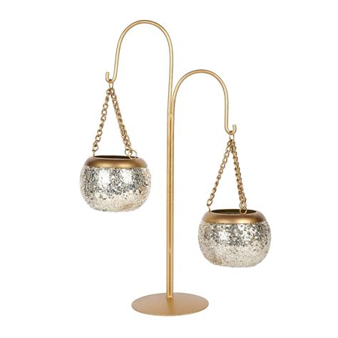 "Mosaic Oasis" Hanging Glass and Iron Tealight Holder - 2 G