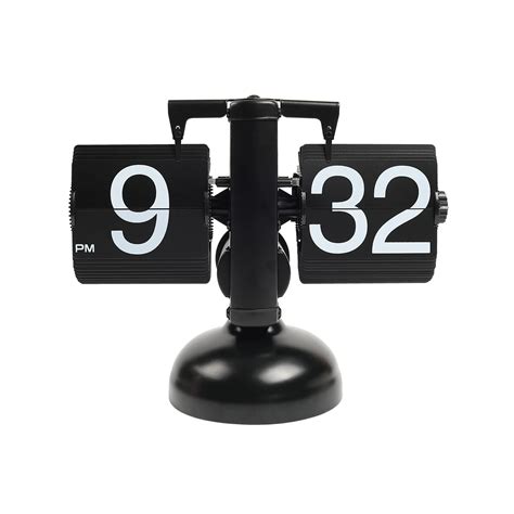 Mooas Metal Flip Desk Clock (Black), Retro Vintage Design Auto Flip ...