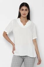 Buy Women White Solid Casual Top Online - 467845 | Allen Solly