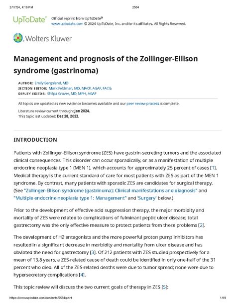 2584 - Management and Prognosis of Zollinger-Ellison Syndrome - Studocu - treatment for zollinger ellison syndrome