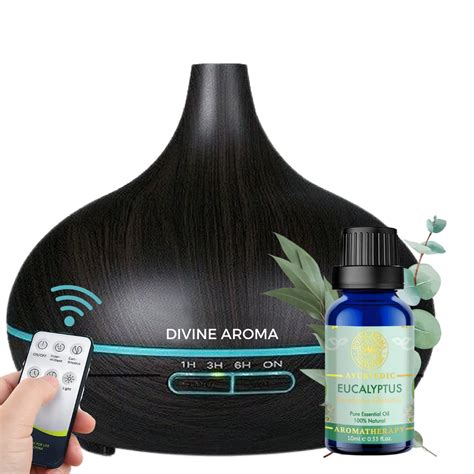 DIVINE AROMA Wood Grain Aroma Diffuser 500ml Ultrasonic Cool Mist with ...
