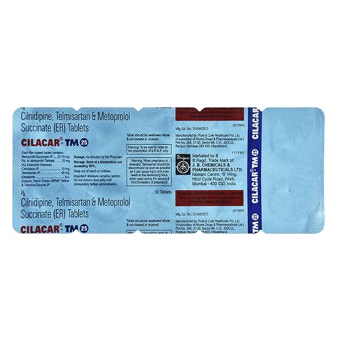 Cilacar Tm 25mg Strip Of 10 Tablets: Uses, Side Effects, Price & Dosage ...