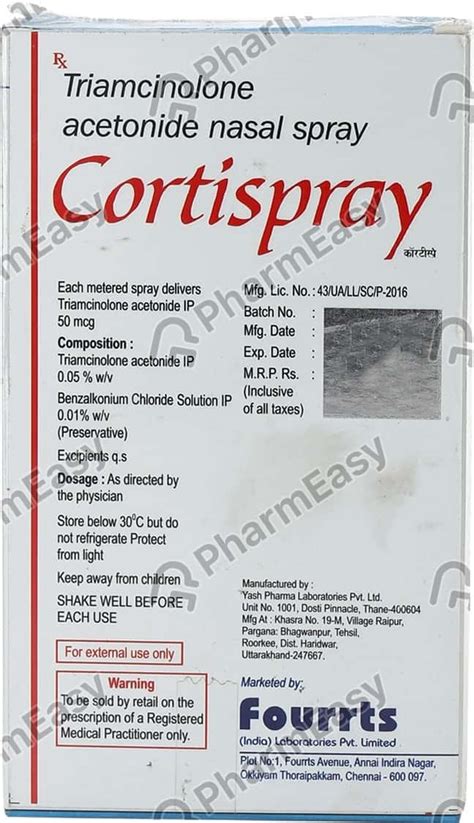 Buy Cortispray 0.05 % Nasal Spray (10) Online at Flat 15% OFF | PharmEasy