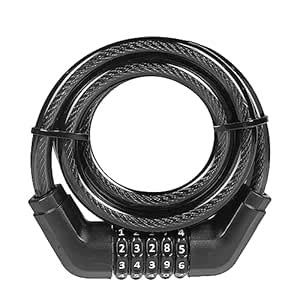 EzLife 5 Digit Code Transparent Lock Riding Equipment Thick Steel Cable ...