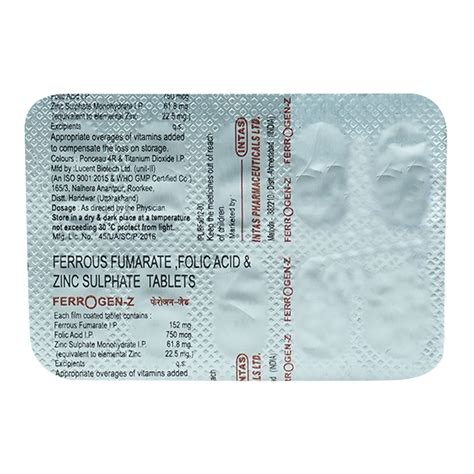 Buy Ferrogen Z Tablet | 19 Minutes Delivery | Apollo Pharmacy