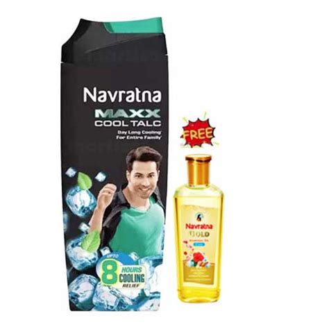 Buy Navratna Maxx Cool Talc 100 gm + Navratna Gold Ayurvedic Oil Free ...
