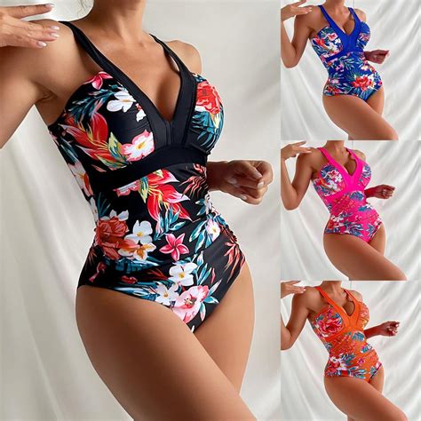 Cheap Women Flower Print Bikini Sexy High Waist Bathing Suit Beach ...