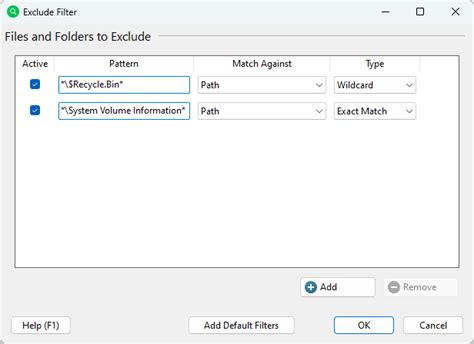 UltraSearch > Exclude Filter