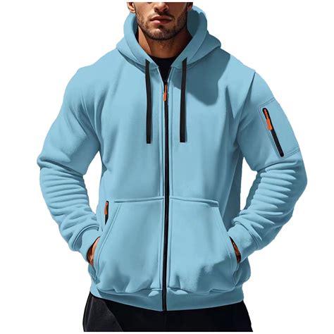 cocolona Mens Full Zip Hoodies Fall Winter Long Sleeve Drawstring ...