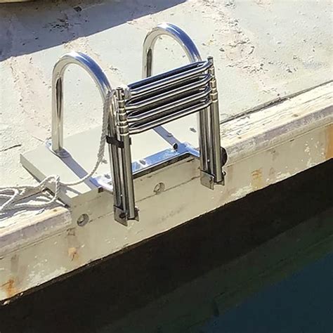 Buy Pontoon Boat Ladder with Handles, Removable 4 Step Folding Marine ...