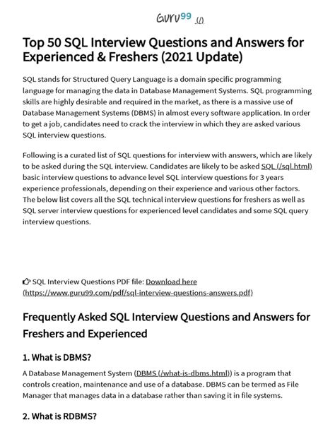 Geeks for Geeks Top 50 SQL Interview Questions 的图像结果