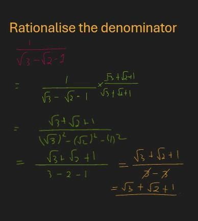 Rationalise the denominator1/root3-root2+1 - Brainly.in