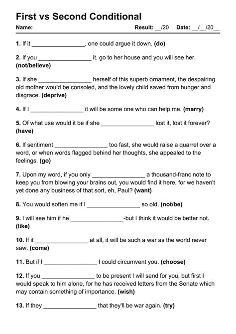 Image result for First and Second Conditional Exercises PDF