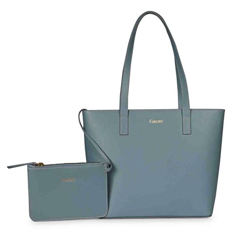 Favore Textured Navy Leather Structured Shoulder Bag With a Small Pouc ...