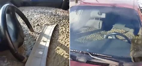Guy Fills His Cheating Wifes Car With Cement