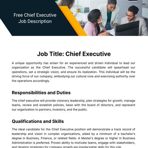 Free Chief Executive Job Description Template to Edit Online