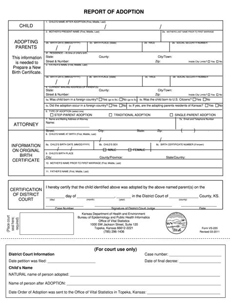 2011 Form KS VS-220 Fill Online, Printable, Fillable, Blank - pdfFiller