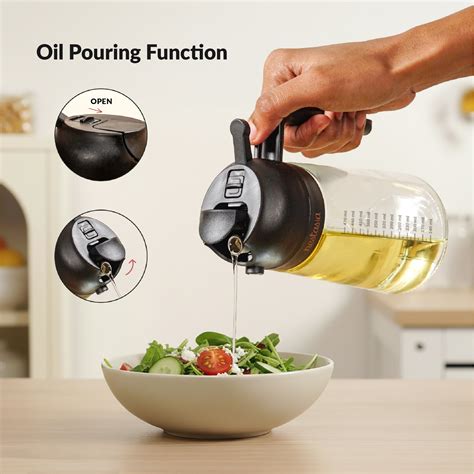 2 In 1 Spray And Pour Oil Dispenser Bottle Black 470ml With Spoon ...