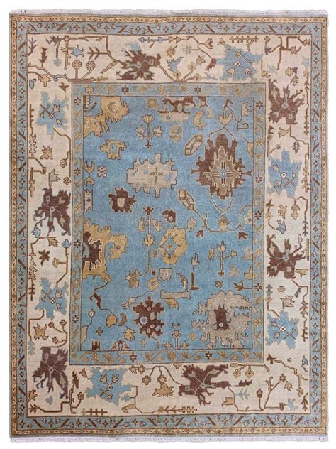 Handcrafted Lt.Blue Ivory Traditional Wool Area Rug – Atlanta Designer Rugs